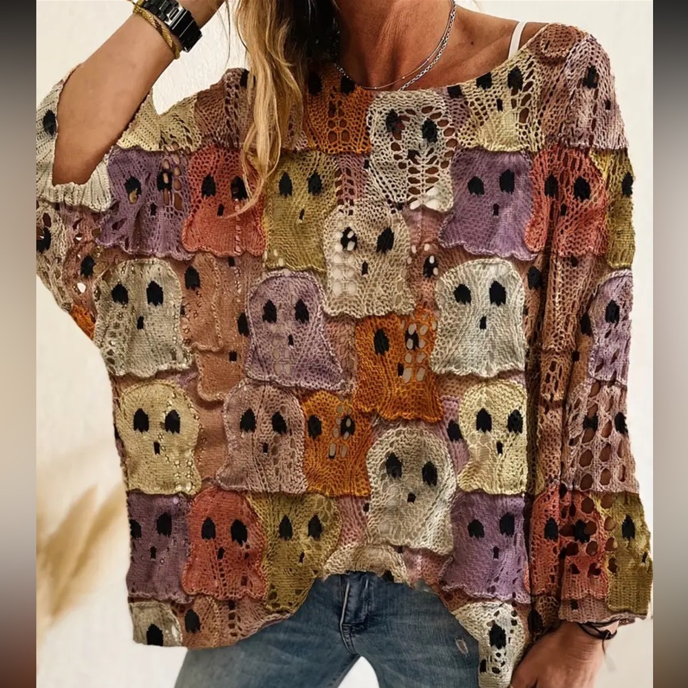 Multicolor Knit Women's Blouse worn once